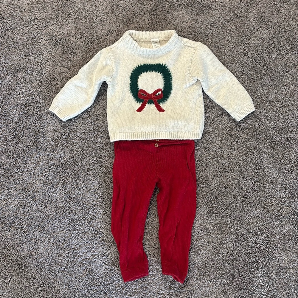 Carter’s Christmas sweater and pants